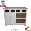 Handmade White Painting Small Wood Vintage Sideboard